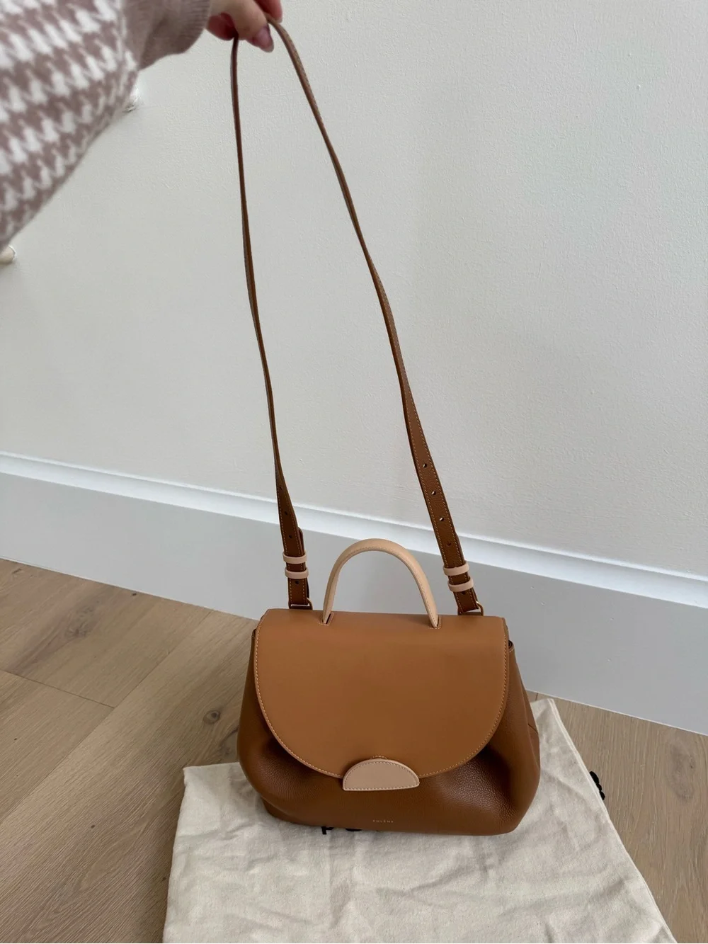 Polène tan and light-tan leather top-handle bag